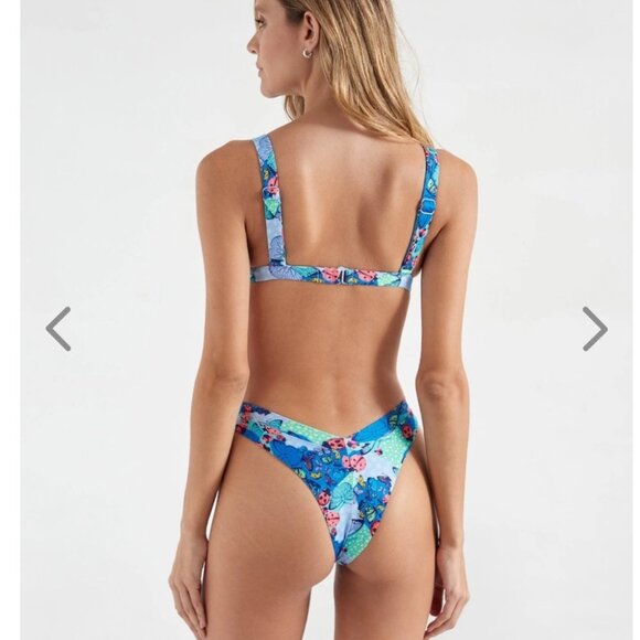 NWT OneOne Swimwear Bikini Set Flutter Fancy Blue Print Ladybugs Kameron Jesse - Picture 4 of 6